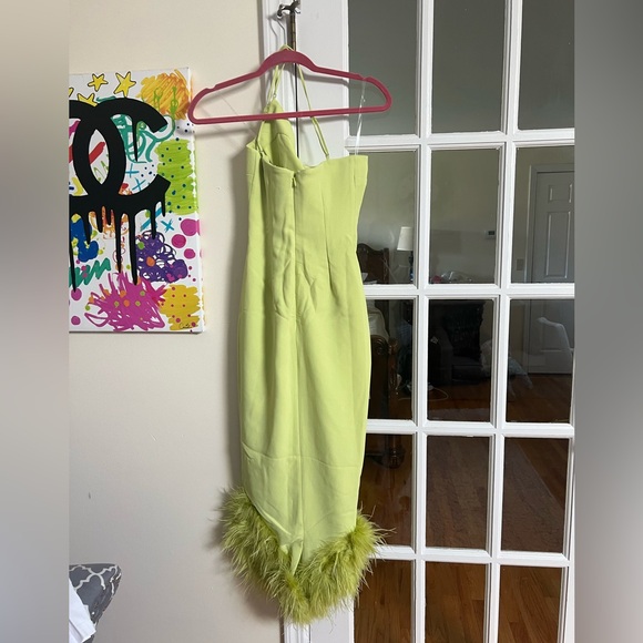 HOUSE OF CB 'Alessia' Lime Midi Dress/Size S-US 4-6 - Picture 3 of 3
